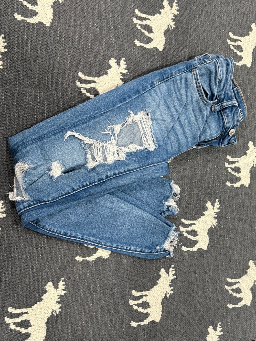 American Eagle Light and Mid Blue Distressed Jeans